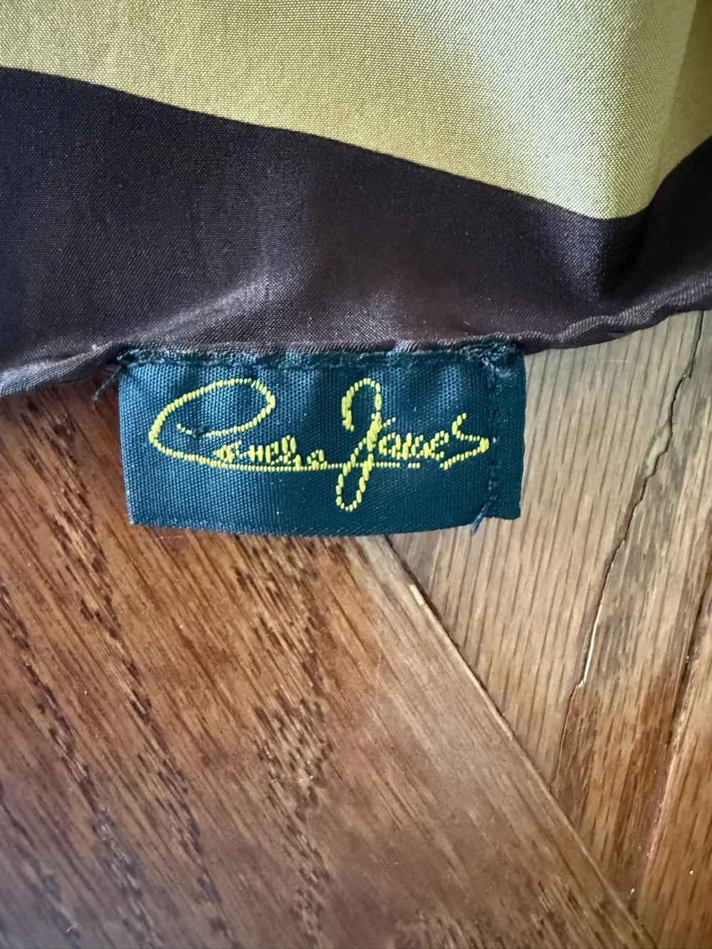 Cornelia Jone - Silk Pattern Square Scarf in Gold, Brown and Cream
